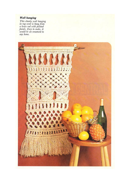 Vintage 70s Macrame Wall Hanging Pattern Instant Download PDF 2 pages