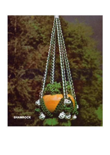 Vintage 70s Shamrock Macrame Plant Hanger Pattern Instant Download PDF 2 + 4 pages