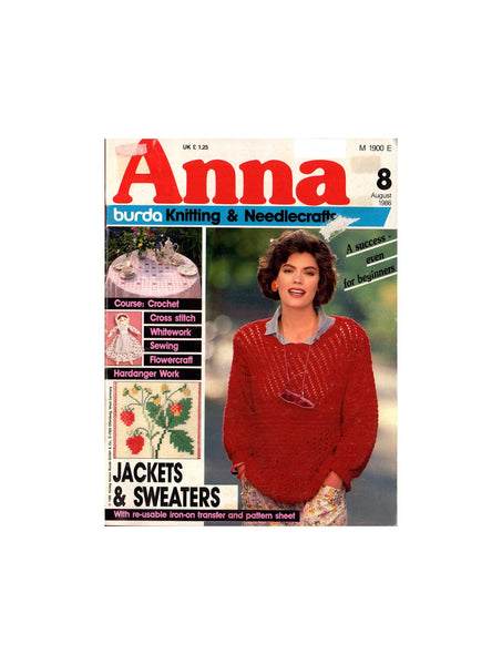 Anna by Burda Knitting and Needlecrafts Magazine No.8 August '86, Colour Photos, Master Patterns, Detailed Instructions, 38 pages