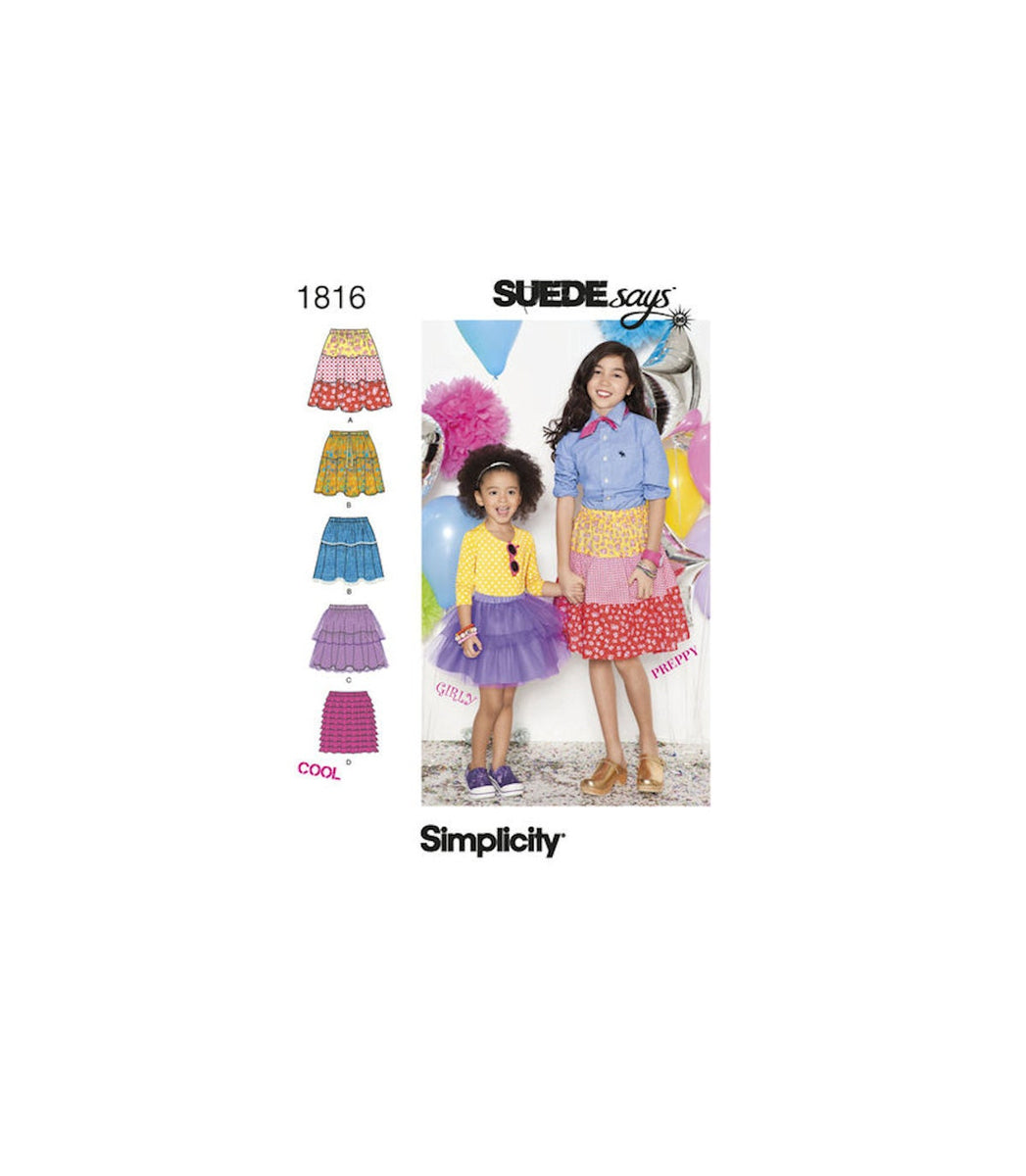 Simplicity 1816 Suede Says Girls' Flared, Flounced Skirts with Style V ...