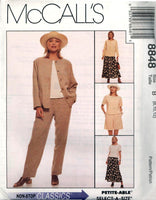 McCall's 8848 Classic Cropped Jacket, Loose Fitting Top, Pants, Shorts and Flared Skirt, Uncut, Factory Folded Sewing Pattern Size 8-12