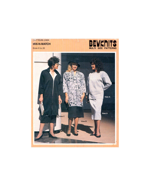 Bevknits 2404 Mix 'n Match Skirt, Top, Dress, Coat or Oversized Shirt, Uncut, Factory Folded, Sewing Pattern Multi Plus Size 8-20