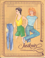 Justknits 6605 Straight Leg Pants, Jeans or Cuffed Walk Shorts, Uncut, Factory Folded, Sewing Pattern Multi Size 8-22