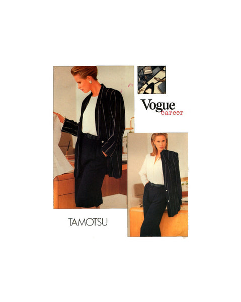 Vogue Career 2034 Tamotsu Office Wear: Unlined Jacket, Straight Skirt and Tapered Pants Sewing Pattern Various Sizes