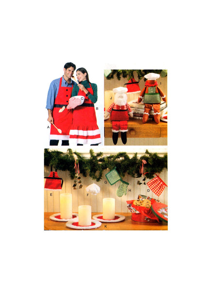 McCall's Crafts 6219 Christmas Themed Aprons, Mitt and Ornamental Decorations Uncut, Factory Folded Sewing Pattern