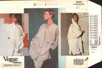 Vogue Designer Original 2620 Betty Jackson Loose Fitting Shirt with Optional Hood Uncut, Factory Folded Sewing Pattern Size  6-10