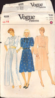 Vogue 8229 Loose Fitting, Blouson Dress with Flared Skirt in Two Lengths, Uncut, Factory Folded Sewing Pattern Size 14