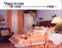 Vogue Living 1422 Bedroom Decor: Bed Spread, French Bolster, Neck Roll, Dust Ruffle, Pillow Shams, Curtains, U/C, F/F, Sewing Pattern