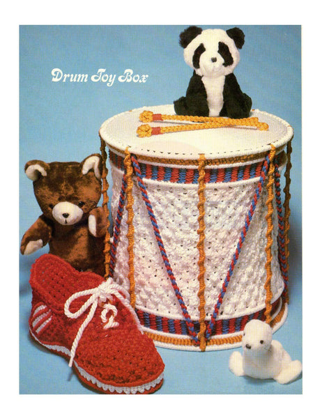 Vintage 70s Macrame Drum Toy Box Pattern Instant Download PDF 2 + 2 pages