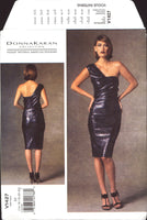 Vogue American Designer 1427 Donna Karan Collection One Shoulder Evening, Party, Cocktail Dress, U/C, F/F Sewing Pattern Multi Size 14-22