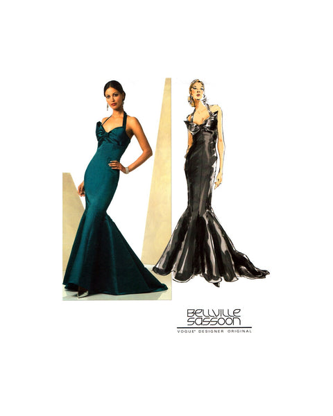 Vogue Designer Original 2931 Bellville Sassoon Fitted, Lined Evening, Prom, Fishtail Dress, U/C, F/F, Sewing Pattern Size 6-10 or 12-16