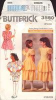 Butterick 3550 Drop Waist Flower Girl, Bridesmaid, Party Dress with Skirt Ruffle Variations, Uncut, F/Folded, Sewing Pattern Size 7-10