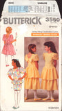 Butterick 3550 Drop Waist Flower Girl, Bridesmaid, Party Dress with Skirt Ruffle Variations, Uncut, F/Folded, Sewing Pattern Size 7-10