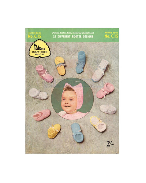 Patons Craft Book No. C.15 - Vintage 50s - 21 Knitting Patterns Baby Bootees Instant Download PDF 20 pages