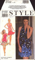 Style 2102 Panelled, Sleeveless Halter Neck Top and Gathered Skirt, Uncut, Factory Folded Sewing Pattern Multi Size 6-16