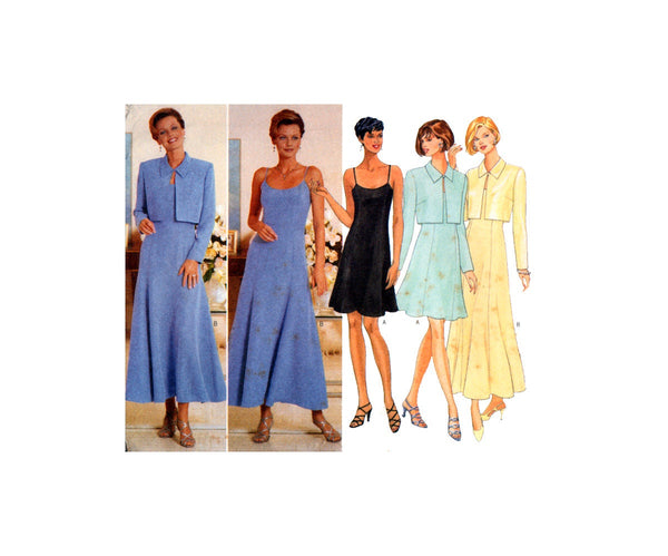 Butterick 4798 Fitted and Flared Dress in Two Lengths and Long Sleeve Jacket, Uncut, Factory Folded, Sewing Pattern Size 14-16-18