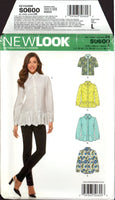 New Look 0600  Button Front Blouse with Peplum and Sleeve Length Variations, Uncut, Factory Folded Sewing Pattern Multi Plus Size 10-22