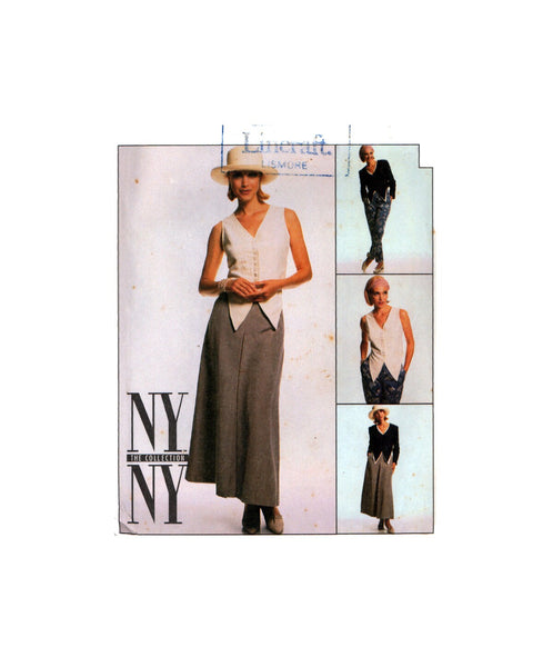 McCall's 8710 NY NY Collection Lined, Cropped Jacket, Vest, Pants and Skirt with Raised Waist, Uncut, Factory Folded, Sewing Pattern Size 12