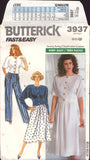 Butterick 3937 Loose Fitting Top with Long or Short Sleeves, Flared Skirt and Pleated Pants, Uncut, Factory Folded, Sewing Pattern Size 8-12