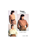 Vogue American Designer 1625 Calvin Klein Blouse with Collar & Front Opening Variations, U/C, Factory Folded, Sewing Pattern Size 12 or 14