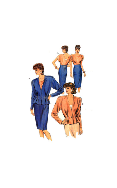 Kwik Sew 1636 Lace-Up Peplum Style Jacket and High Waist Panel Skirt, Uncut, Factory Folded, Sewing Pattern Multi Size 6-12