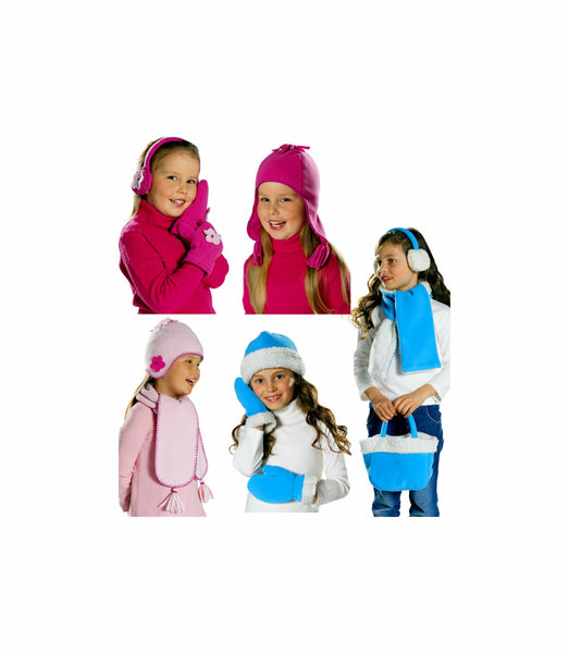 Burda 9619 Childs' Winter Accessories: Ear Flap Beanie, Beanie, Ear Muffs, Mittens, Scarf, Bags, Uncut, Factory Folded Sewing Pattern