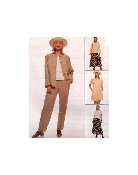 McCall's 8848 Classic Cropped Jacket, Loose Fitting Top, Pants, Shorts and Flared Skirt, Uncut, Factory Folded Sewing Pattern Size 8-12