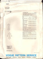 Vogue Paris Original 1421 Molyneux Semi-Fitted Dress with Princess Seams, Inverted Pleats, Pointed Collar Sewing Pattern Size 10