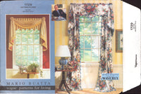 Vogue 1729 Mario Buatta Four Different Window Treatments plus Drapes, Uncut, Factory Folded Sewing Pattern One Size