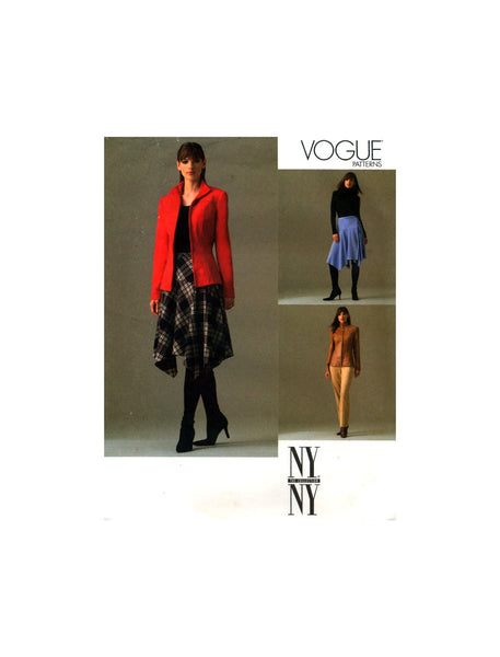 Vogue 2827 NY NY Colleciton Fitted, Lined Jacket, Flared Wrap Skirt and Tapered Pants, Uncut, Factory Folded Sewing Pattern Size 6-10