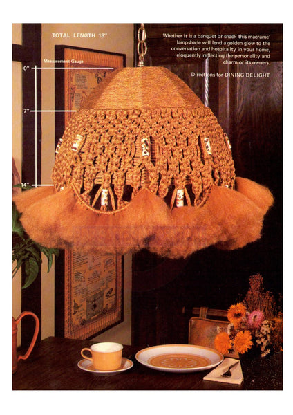 70s Macrame Lamp Shade "Dining Delight" - Instant Download PDF 2 pages plus 4 pages of general instructions