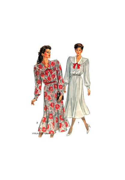 New Look / Maudella 6681 Dress with Trumpet Skirt and Optional Contrast Collar or Tie, Uncut, Factory Folded Sewing Pattern Multi Size 8-18