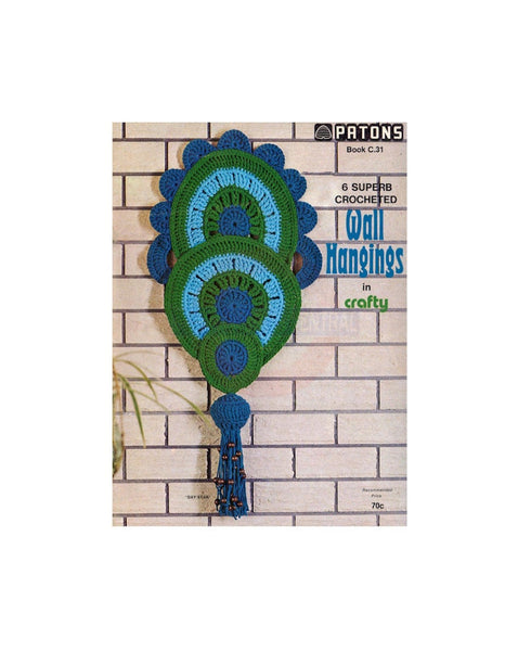 Patons Book C.31 Wall Hangings - Six 60s Crocheted Wall Hanging Patterns Instant Download PDF 8 pages