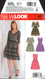 New Look 6370 Fitted and Flared Dress with Neckline Variations, Uncut, Factory Folded Sewing Pattern Multi Size 8-18