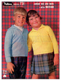 Patons 751 - 60s Knitting Patterns for Boys' and Girls' Jumpers and a Cardigan Instant Download PDF 20 pages