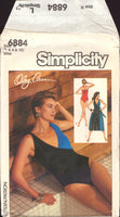 Simplicity 6884 Oleg Cassini Swimsuit and Wrap Skirt, Uncut, Factory Folded Sewing Pattern Multi Size 4-10