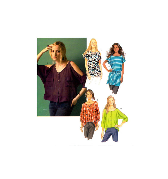 Butterick 5889 Oversized Top or Tunic with Sleeve Variations, Uncut, Factory Folded, Sewing Pattern, Multi Size 4-14