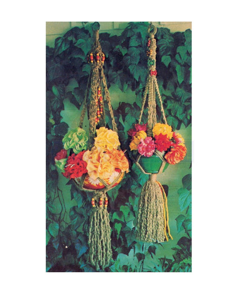 70s "Spanish Flowers" and "Spanish Beads" Macrame Plant Hanger Patterns Instant Download PDF 3 + 1 pages