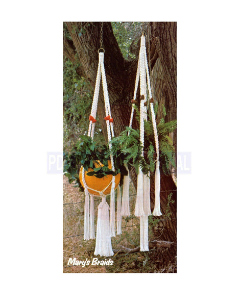 Vintage 70s "Mary's Braids" Macrame Plant Hanger Pattern Instant Download PDF 2 + 3 pages