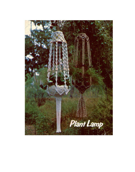 Vintage 70s "Plant Lamp" Macrame Plant Hanger Pattern Instant Download PDF 2 pages plus file with general instructions