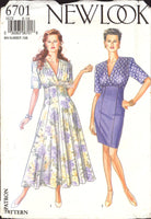 New Look 6701 High Waisted Dress with Long Flared or Short Straight Skirt, Uncut, Factory Folded, Sewing Pattern, Multi Size 8-18