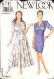 New Look 6701 High Waisted Dress with Long Flared or Short Straight Skirt, Uncut, Factory Folded, Sewing Pattern, Multi Size 8-18