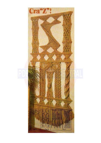 Vintage Macrame Cra"Z" Wall Hanging Pattern Instant Download PDF 1 + 2 pages