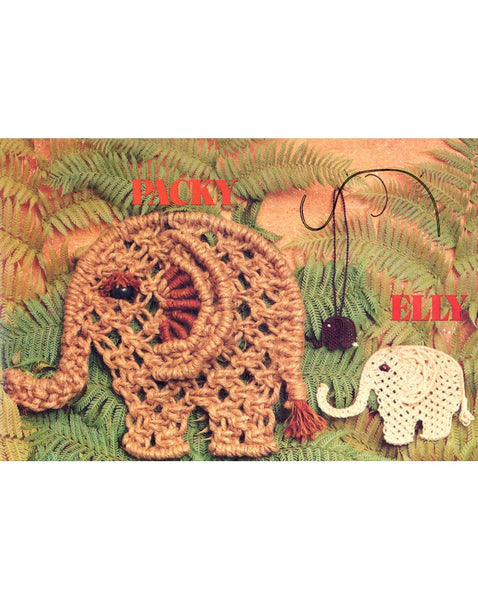 Vintage 70s Macrame Elephants Pattern Instant Download PDF 1 + 2 pages