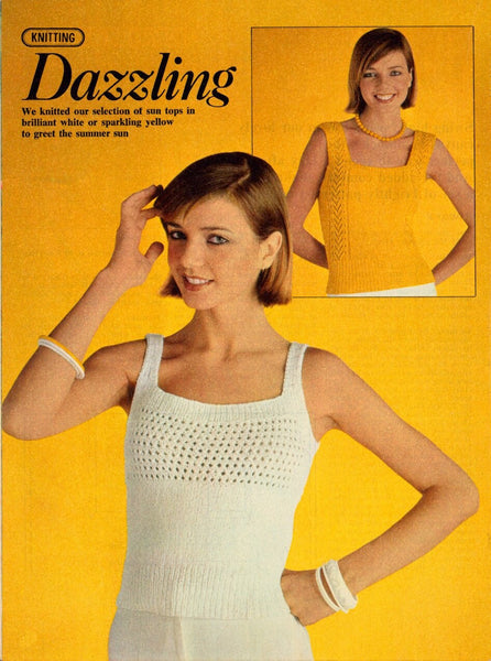 Vintage Knitting Patterns for 70s Tops Instant Download PDF 4 pages