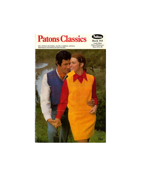 Patons 104 - 70s Knitting Patterns for Men's and Women's Pullovers Instant Download PDF 20 pages