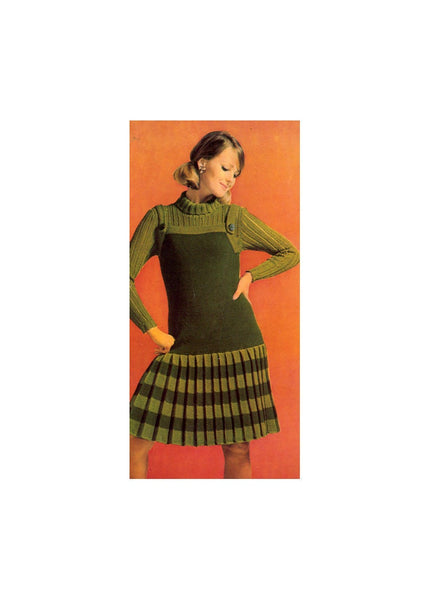 Vintage 70s Pleated Pinafore Dress Pattern Instant Download PDF 5 pages