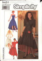 Simplicity 9451 Drop Waist Dress with Gathered Skirt, Sleeveless and Sleeve Variations, Uncut, F/Folded Sewing Pattern Size 6-10 or 12-16