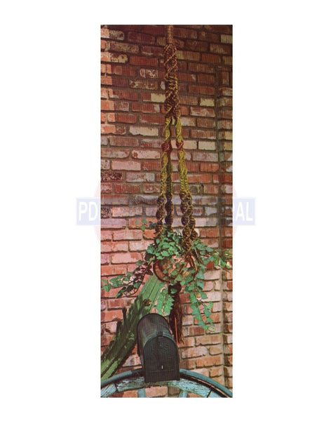 Vintage 70s Macrame "ChanChan" Plant Hanger Pattern Instant Download PDF 2 pages plus a file with extra instructions