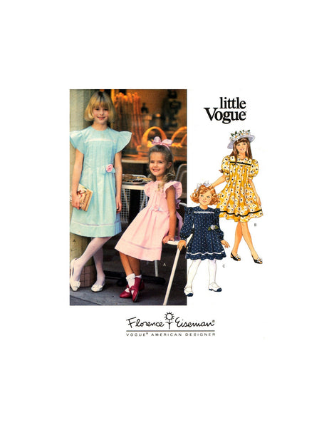 Vogue 2860 American Designer Florence Eiseman Girls' Dress with Sleeve Variations, Uncut, Factory Folded Sewing Pattern Size 7-8-10